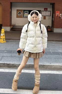 Unisex Winter Thick Cotton Jacket with Leopard Print Splicing and Slogan Embroidery - Trendy National Style Outerwear