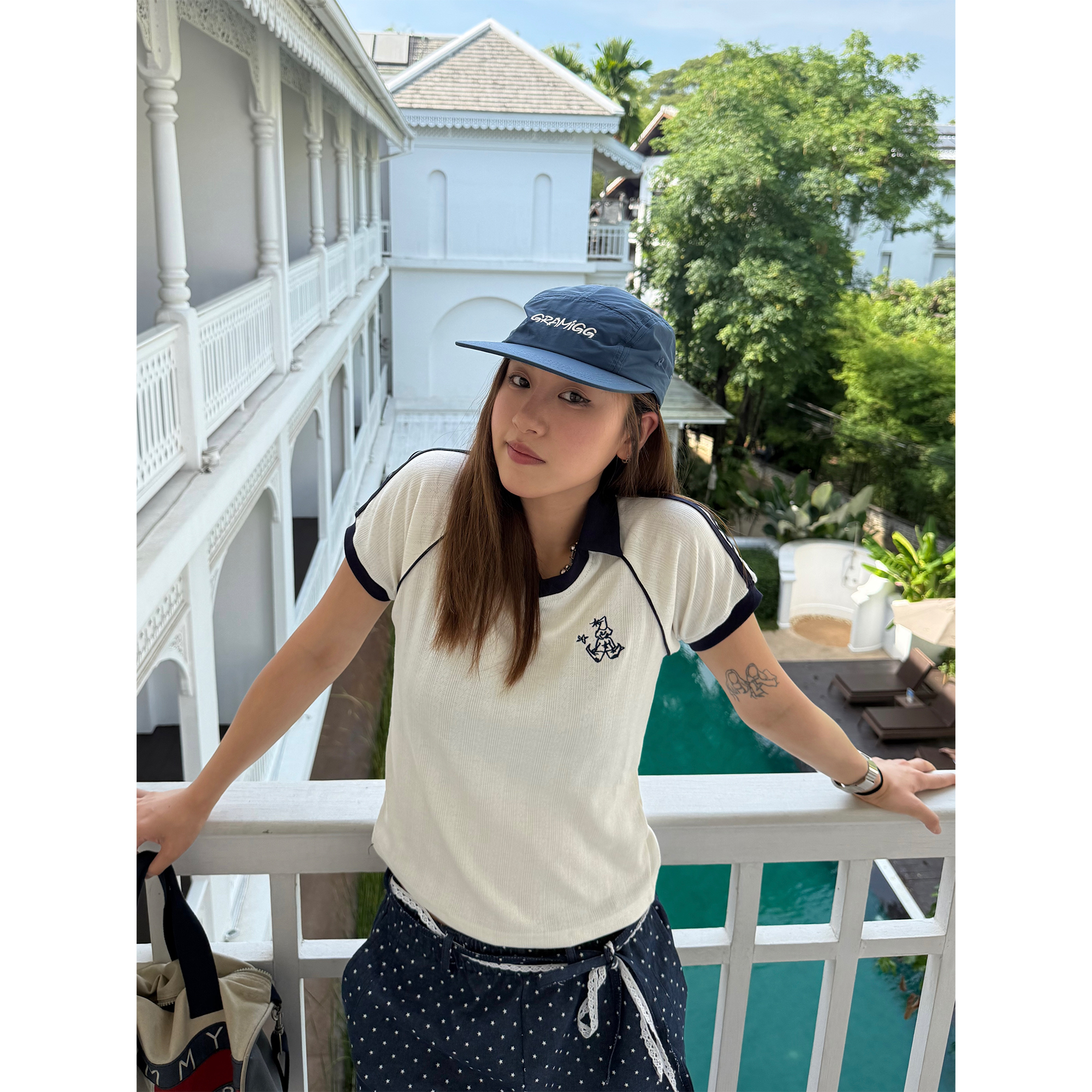 V-Neck Knitted Polo Collar Raglan T-Shirt Top for Women - Summer Casual Street Style, Cool and Comfortable for Hot Girls V-Neck Knitted Polo Collar Raglan T-Shirt Top for Women - Summer Casual Street Style, Cool and Comfortable for Hot Girls