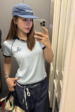 V-Neck Knitted Polo Collar Raglan T-Shirt Top for Women - Summer Casual Street Style, Cool and Comfortable for Hot Girls