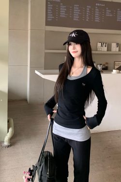 V-neck Long Sleeve Cover-up Halter Tank Top Set - Summer Sun Protection Women's 2-Piece Outfit - Casual Beach Style