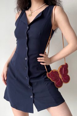 V-Neck Sleeveless Dress for Women - Waist-Cinching Tie-Up A-Line Mini Dress in European American Style, Slimming Design