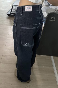 Versatile American Retro Embroidered Wide-Leg Jeans for Men and Women - Trendy Street Style Straight-Leg Pants, Slimming Fit