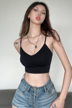 Versatile Back-Cross Sexy Low-Cut Cami with Chest Pads - Solid Color Inner Layer for Y2K and 90s Style Fashion