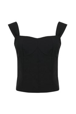 Versatile Black Wide Strap Camisole - 2025 Spring/Summer, French Style, Perfect for Vacation, Y2K Inspired Fashion