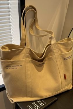 Versatile Canvas Tote Bag for Women - 2025 Spring/Summer Large Capacity Shoulder Bag for Students and Commuters