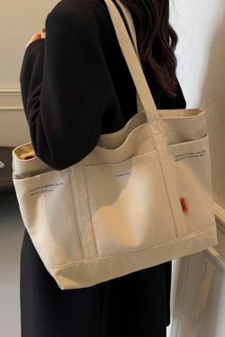 Versatile Canvas Tote Bag for Women - 2025 Spring/Summer Large Capacity Shoulder Bag for Students and Commuters