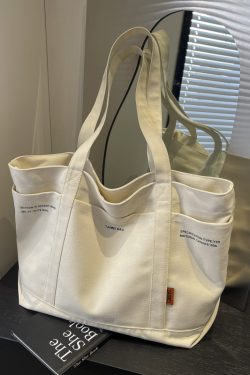 Versatile Canvas Tote Bag for Women - 2025 Spring/Summer Large Capacity Shoulder Bag for Students and Commuters