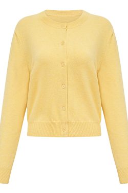 Versatile Long Sleeve Knitted Cardigan Sweater for Women - European and American Retro Solid Color Style