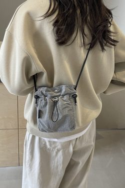 Versatile Nylon Canvas Mini Crossbody Bag - Casual Vertical Phone Bag & Headphone Holder - Trendy Minimalist Shoulder Bag