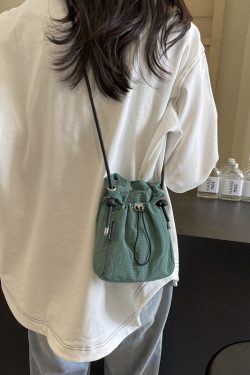 Versatile Nylon Canvas Mini Crossbody Bag - Casual Vertical Phone Bag & Headphone Holder - Trendy Minimalist Shoulder Bag