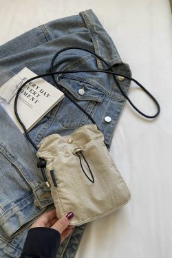Versatile Nylon Canvas Mini Crossbody Bag - Casual Vertical Phone Bag & Headphone Holder - Trendy Minimalist Shoulder Bag
