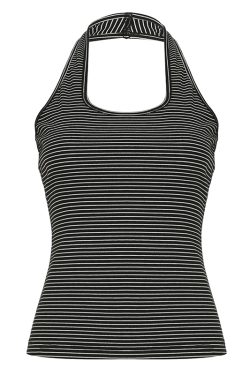 Versatile Striped Halter Backless Casual Top for Women - Slim Fit Summer Camisole, Perfect for 90s and Y2K Fashion