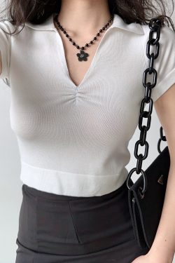 Versatile V-Neck Short Sleeve Knitted T-Shirt for Women - Simple Slim Fit Top in European and American Style, Perfect for Everyday Wear