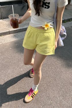 Vintage American Campus Style Casual Shorts with Embroidery - Women's Slim Fit Trendy INS Shorts