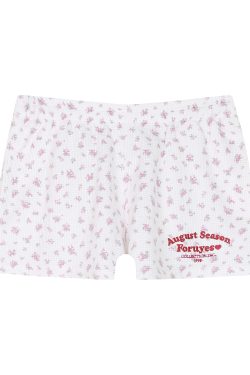 Vintage American Campus Style Embroidered Floral Women's Casual Shorts - Trendy Slim Fit for 90s Inspired Fashion