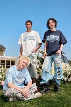 Vintage American Letter Print Short Sleeve T-Shirt - Unisex Heavyweight Summer Streetwear 2025