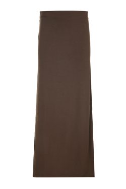 Vintage Brown Straight Long Skirt for Women with Back Slit, Low Waist Design, Retro Style, Perfect for 90s and Y2K Fashion