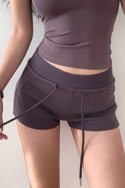 Vintage Casual Summer Drawstring Sports Shorts for Women, Slim Fit Relaxed Wide-Leg Hot Pants, Perfect for Y2K and 90s Style