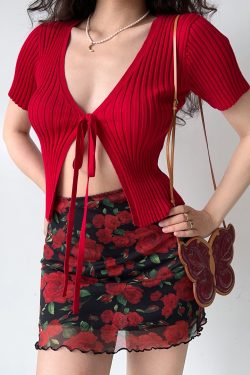 Vintage European American Rose Print Mesh High Waist Bodycon Half Skirt - Women's A-Line Skirt for DIY Fashion Lovers