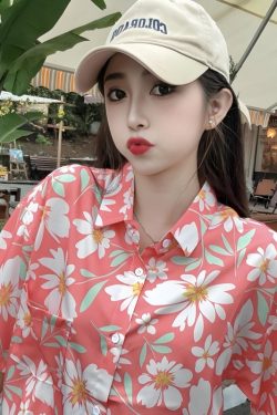 Vintage Floral Loose Short Sleeve Shirt for Women, Hawaiian Beach Top, Trendy Casual Versatile Style, Summer Fashion