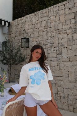 Vintage Floral Print Oversized Cotton Short-Sleeve T-Shirt for Women - American Retro Style, Trendy European Fashion