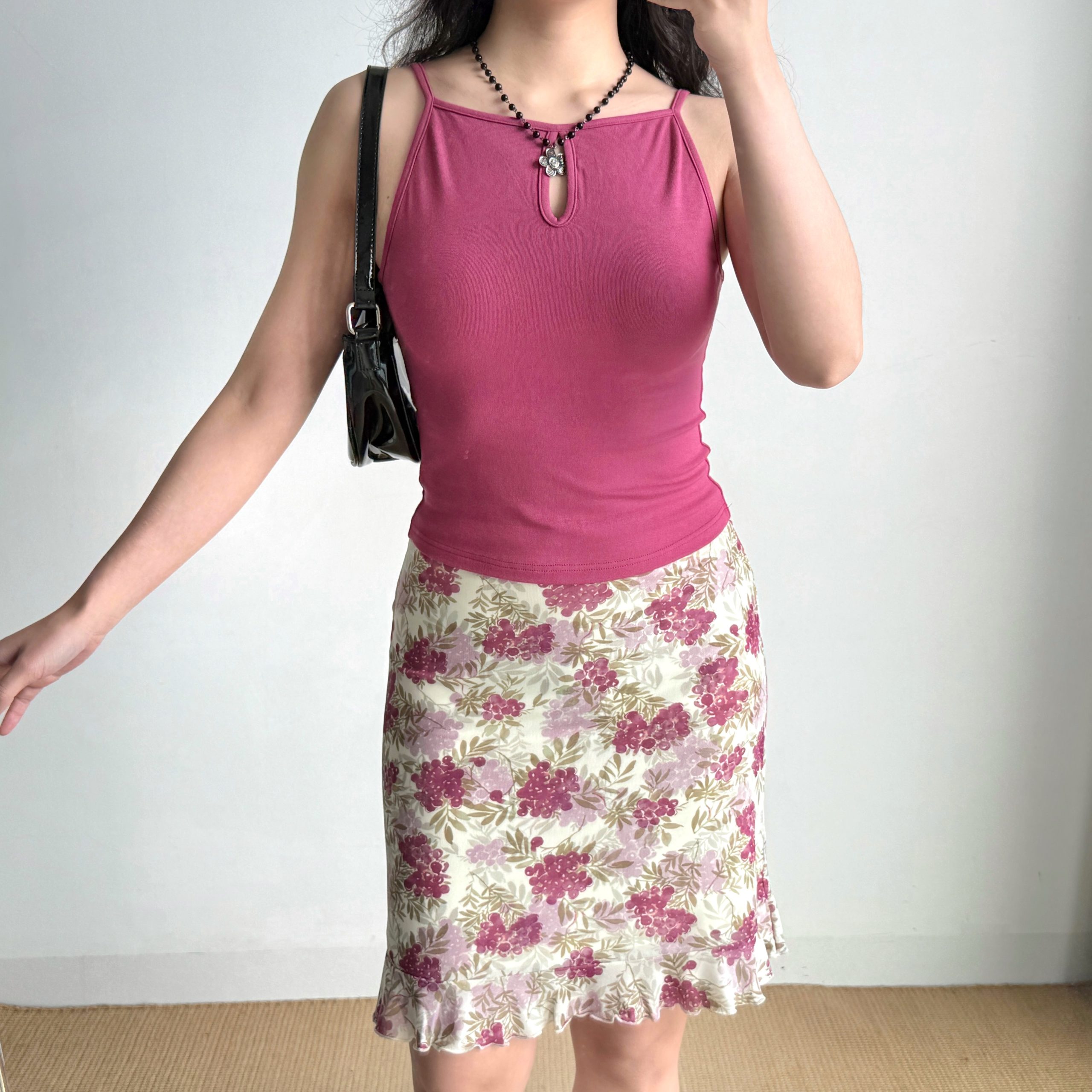 Vintage Floral Print Ruffled Bodycon Skirt - DIY French Style, Perfect for 90s and Y2K Fashion Lovers Vintage Floral Print Ruffled Bodycon Skirt - DIY French Style, Perfect for 90s and Y2K Fashion Lovers