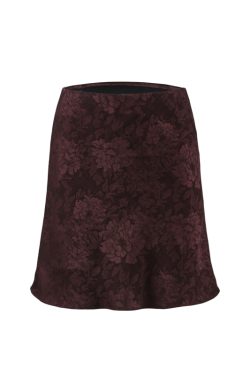 Vintage French Dark Pattern Printed High-Waisted A-Line Umbrella Skirt - Chic Retro Style for 90s & Y2K Fashion Lovers