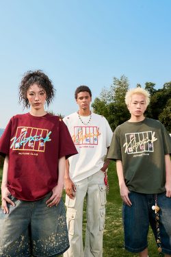 Vintage Heavyweight Short Sleeve T-Shirt with Dopamine Letter Print - Unisex American 90s Style for Men and Women