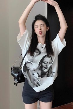 Vintage High Street Plus Size Women's Pure Cotton Loose Short-Sleeve T-Shirt - Sweet and Spicy Niche Design, Casual Style