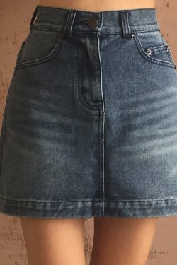 Vintage High-Waisted Distressed Denim Skirt with Cat Paw Print, A-Line Design, Versatile Style for 90s and Y2K Fashion Lovers