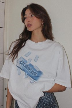 Vintage-Inspired White Short Sleeve T-Shirt for Women - Retro High Street Summer Style, Trendy Hot Girl Top