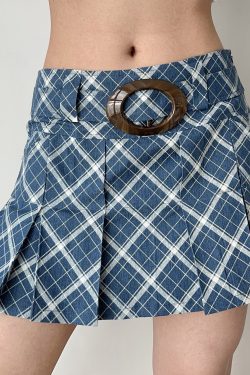 Vintage-Inspired Women's A-Line Plaid Pleated Skirt with Wide Waistband - Anti-Exposure Short Skirt for 90s Y2K Style