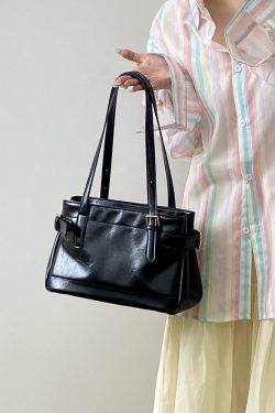 Vintage Korean Style Women's Tote Handbag - Large Capacity Commuter Shoulder Bag for Everyday & Motorcycle Use