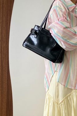 Vintage Korean Style Women's Tote Handbag - Large Capacity Commuter Shoulder Bag for Everyday & Motorcycle Use