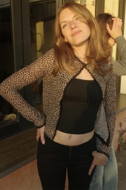 Vintage Leopard Print Cardigan with Lace Trim and Tie Detail - Spring 2025 Women's Slim Fit Fashion Top for a Wild Look