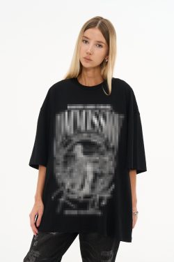 Vintage Letter Print Loose Fit Pure Cotton Couple T-Shirt in 90s Style