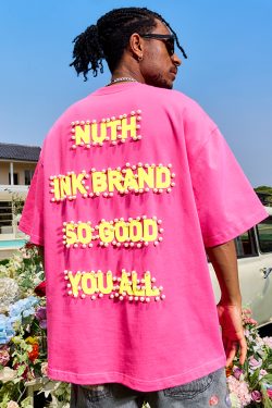 Vintage Pearl Letter Short Sleeve T-Shirt for Men and Women - Trendy Loose Fit, 2025 Summer Style, Y2K Inspired Fashion