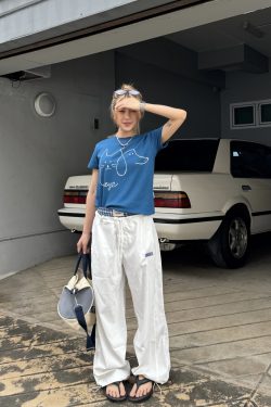 Vintage Plaid Wide-Leg Casual Pants for Summer - Unisex Loose Fit, Quick-Dry, Belted American Style Sportswear