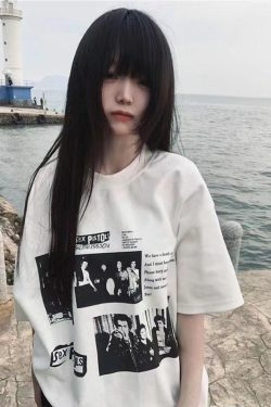 Vintage Rock Band Poster Printed Loose Oversized Short-Sleeve T-Shirt for Women - Summer 2025 Y2K Style