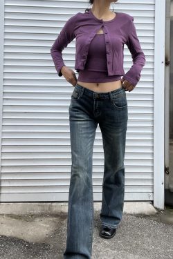 Vintage Textured High-Waisted Flared Jeans for Women - Casual Slimming Heavy-Duty Style, 2025 Trendy Fashion