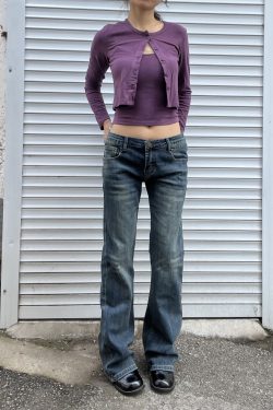 Vintage Textured High-Waisted Flared Jeans for Women - Casual Slimming Heavy-Duty Style, 2025 Trendy Fashion