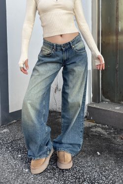 Vintage Washed Distressed Loose Low Waist Wide Leg Jeans for Women - 2025 Street Style Fashion