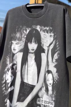 Vintage Washed Distressed Short Sleeve T-Shirt for Women - American Style Trendy Loose-Fitting Top, Casual 90s Inspired Fashion