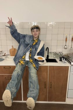 Vintage Washed Distressed Straight Leg Jeans for Men - Loose Fit Wide Leg Pants, Retro 90s Style