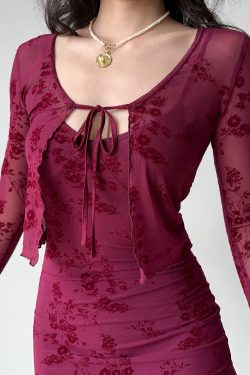 Wine Red Embroidered Camisole Dress & Cardigan Two-Piece Set - European & American Style New Year Fashion Robe