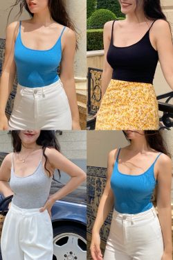 Women's Backless Blue Knitted Tank Top with Chest Pads - Sexy Outerwear or Innerwear, Perfect for 90s and Y2K Style Fashion