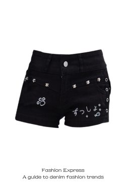 Women's Black Denim Shorts, Low Waist Slim Fit, Stretchy Summer Style 2025, Trendy Hot Girl Look