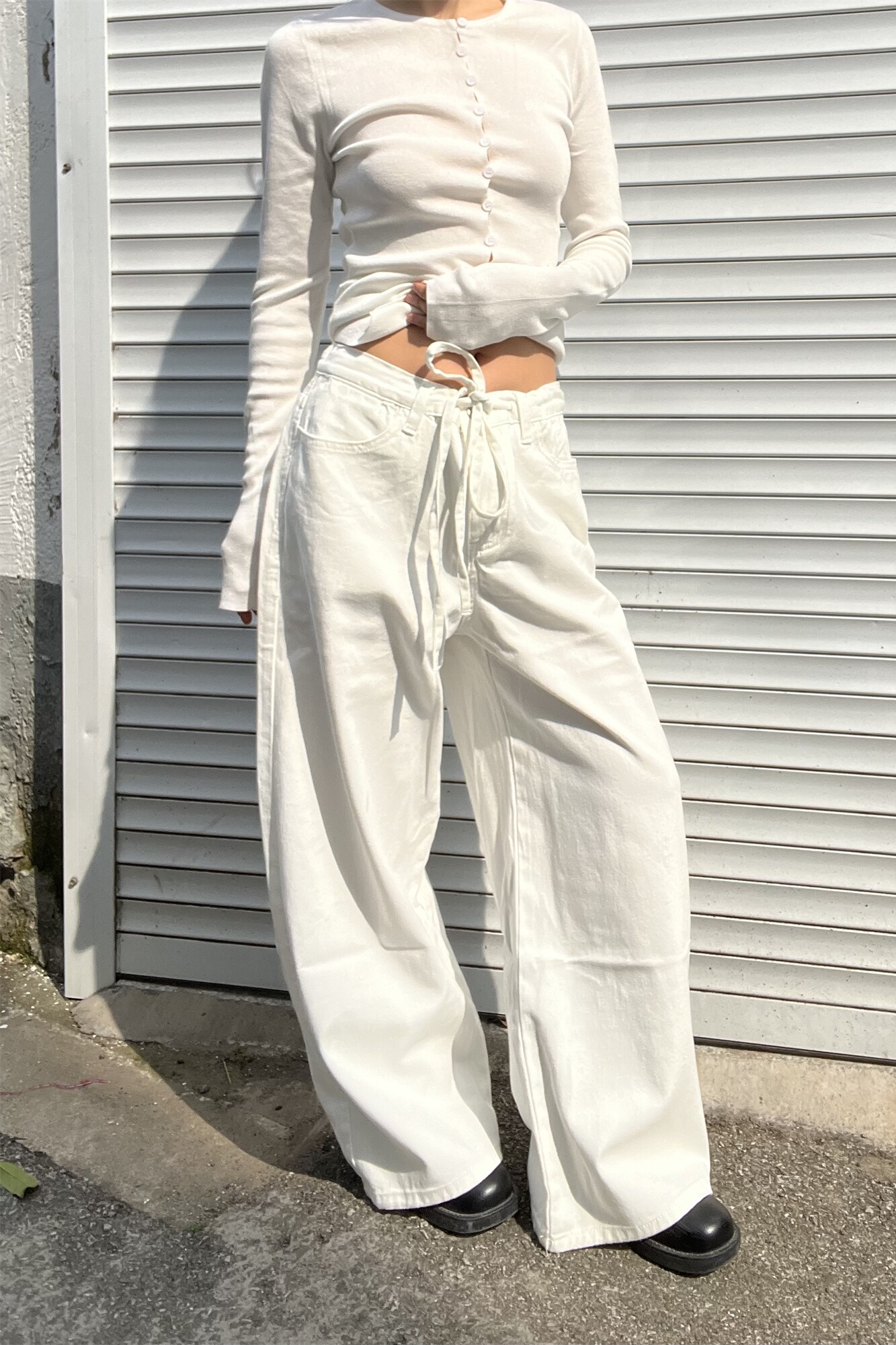 Women's Casual Loose Wide-Leg Sweatpants with Drawstring - Versatile Thin Jeans for Effortless 90s Y2K Style