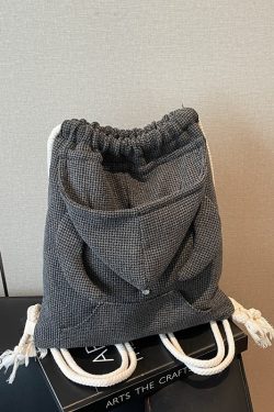 Women's Drawstring Bucket Hat Hoodie with Double Shoulder Bag - Versatile Small Backpack for Travel and Commuting