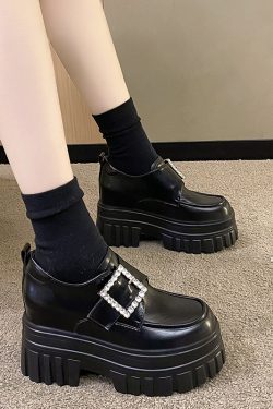 Women's English-Style Patent Leather Loafers 2024 Spring Thick-Soled Shoes for Petite Women with Height Increase